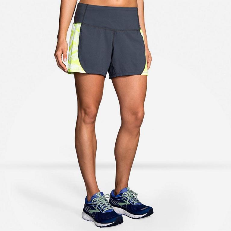 Brooks Womens Nightlife 5 Running Shorts - Grey (150742-DSP)